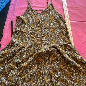 American Eagle Outfitters Brown and Gold Backless Dress